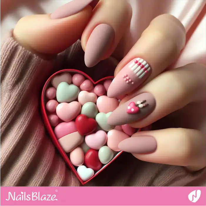 Matte Heart Candy 3D Nails | Valentine Nails - NB2295